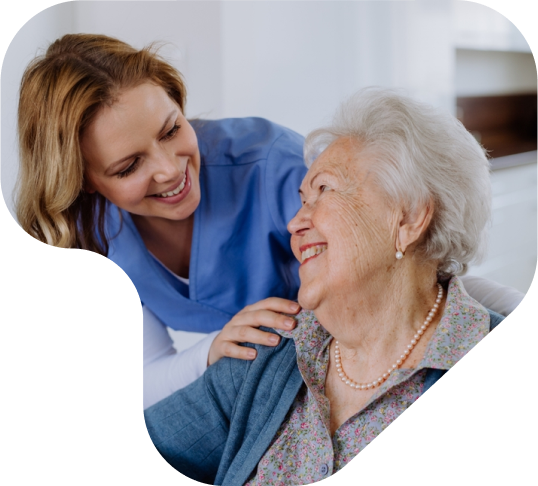 Caregiver helping elderly family member